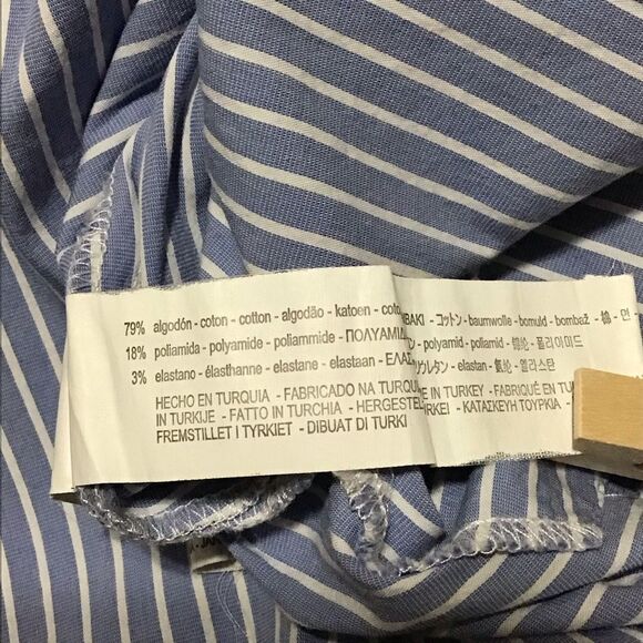 Zara Woman Blue White Striped High Low Tunic Blouse M - Picture 14 of 15